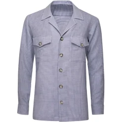 Viola Milano - Pied de Poule Cashmere/Silk Overshirt - Sea Mix - Handmade in Italy - Luxury Exclusive Collection - Avvenice