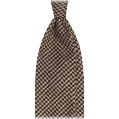 Viola Milano - Pied de Poule 100% Cashmere Tie - Brown/Sand - Handmade in Italy - Luxury Exclusive Collection - Avvenice