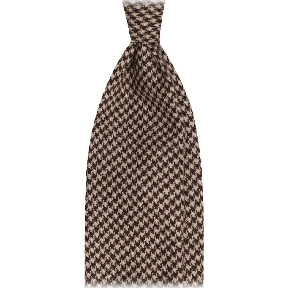 Viola Milano - Pied de Poule 100% Cashmere Tie - Brown/Sand - Handmade in Italy - Luxury Exclusive Collection - Avvenice