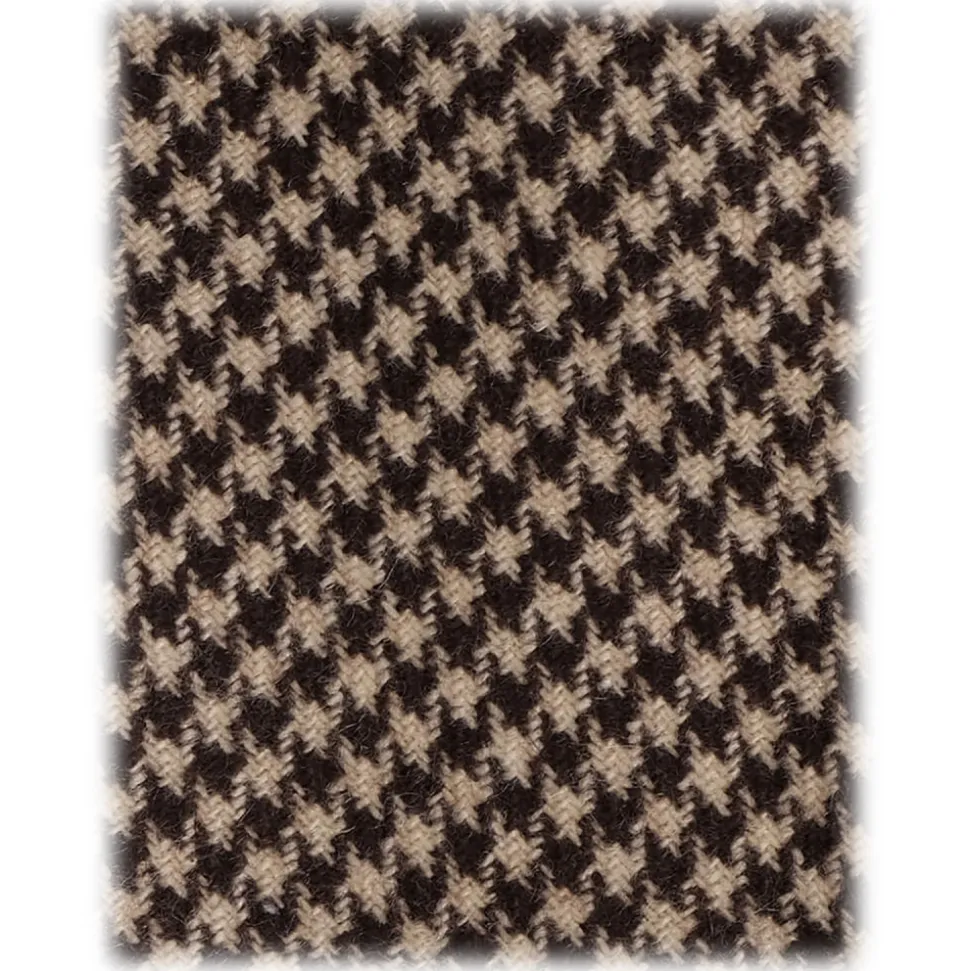 Viola Milano - Pied de Poule 100% Cashmere Tie - Brown/Sand - Handmade in Italy - Luxury Exclusive Collection - Avvenice