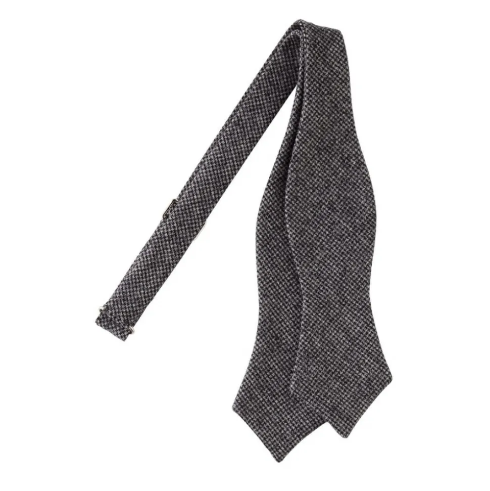 Viola Milano - Pied De Poule Wool Self-Tie Bow Tie - Grey Mix - Made in Italy - Luxury Exclusive Collection - Avvenice