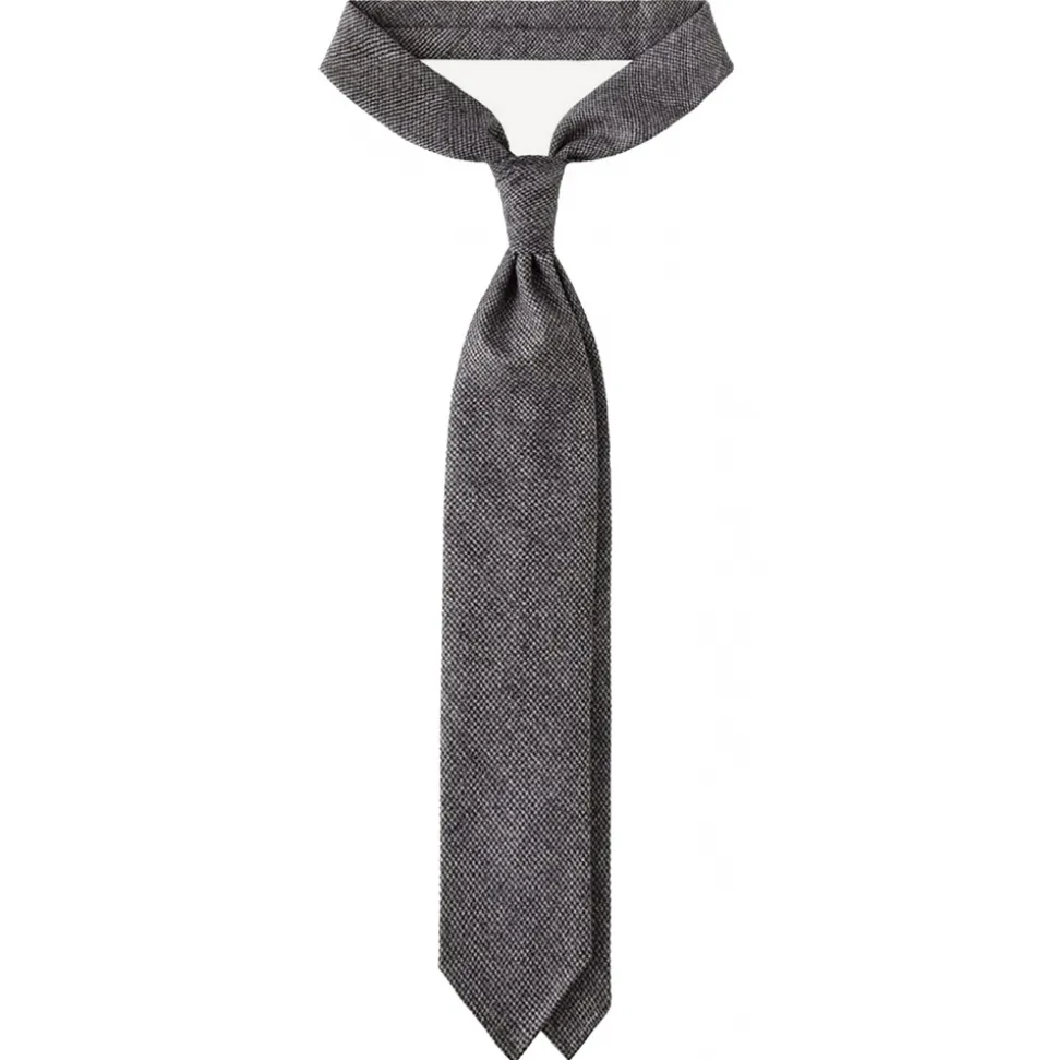 Viola Milano - Pied de Poule Wool 3-Fold Tie - Grey Mix - Handmade in Italy - Luxury Exclusive Collection - Avvenice