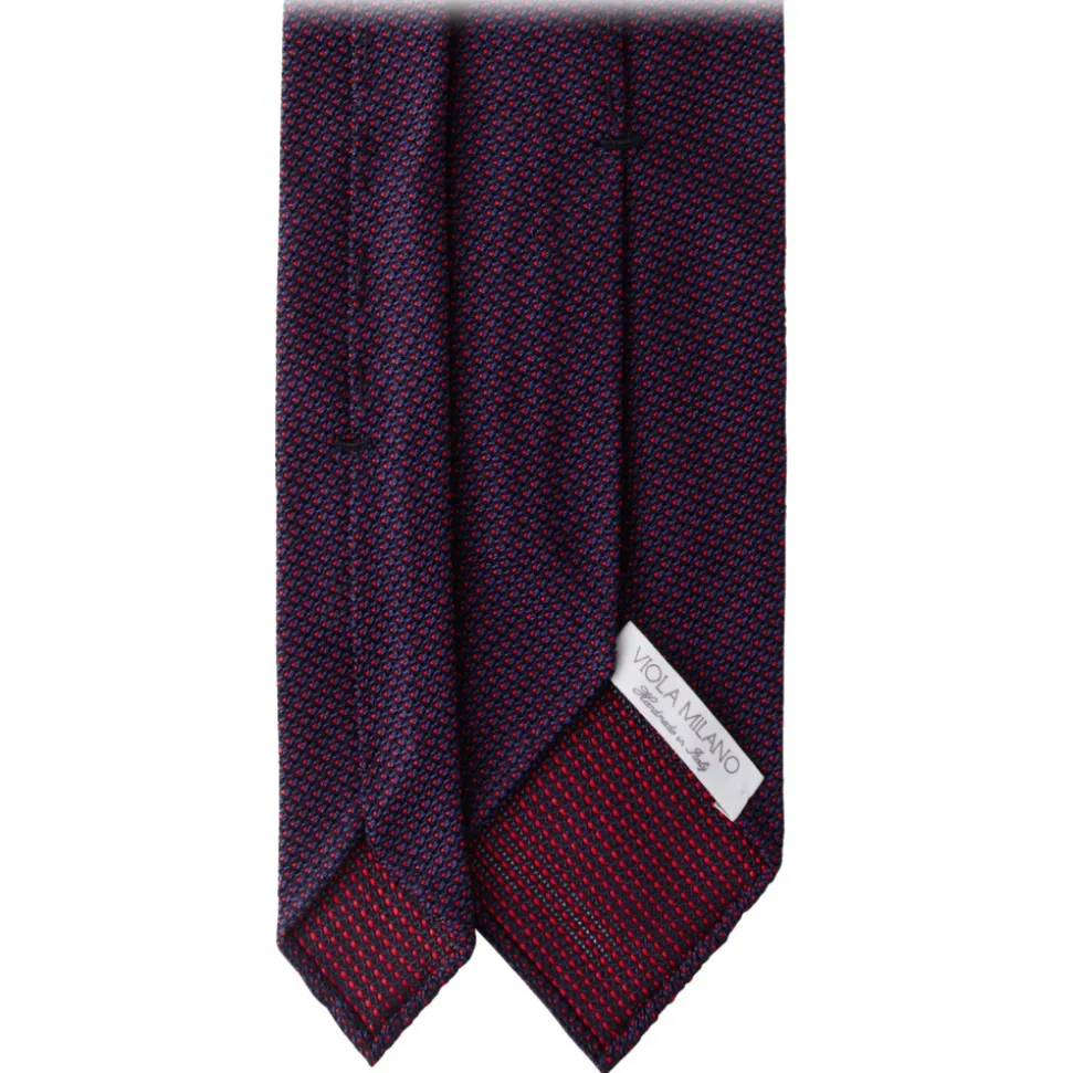 Viola Milano - Pin Dot 3-Fold Grenadine Tie - Navy/Wine - Handmade in Italy - Luxury Exclusive Collection - Avvenice