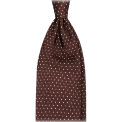 Viola Milano - Pin Dot Selftipped Silk Tie - Brown/White - Handmade in Italy - Luxury Exclusive Collection - Avvenice