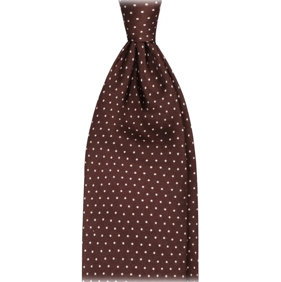 Viola Milano - Pin Dot Selftipped Silk Tie - Brown/White - Handmade in Italy - Luxury Exclusive Collection - Avvenice