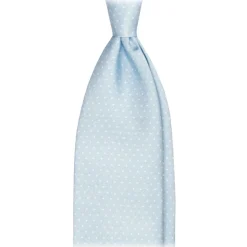Viola Milano - Pin Dot Selftipped Silk Tie - Light Blue/White - Handmade in Italy - Luxury Exclusive Collection - Avvenice