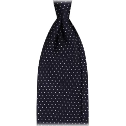 Viola Milano - Pin Dot Selftipped Silk Tie - Navy/White - Handmade in Italy - Luxury Exclusive Collection - Avvenice