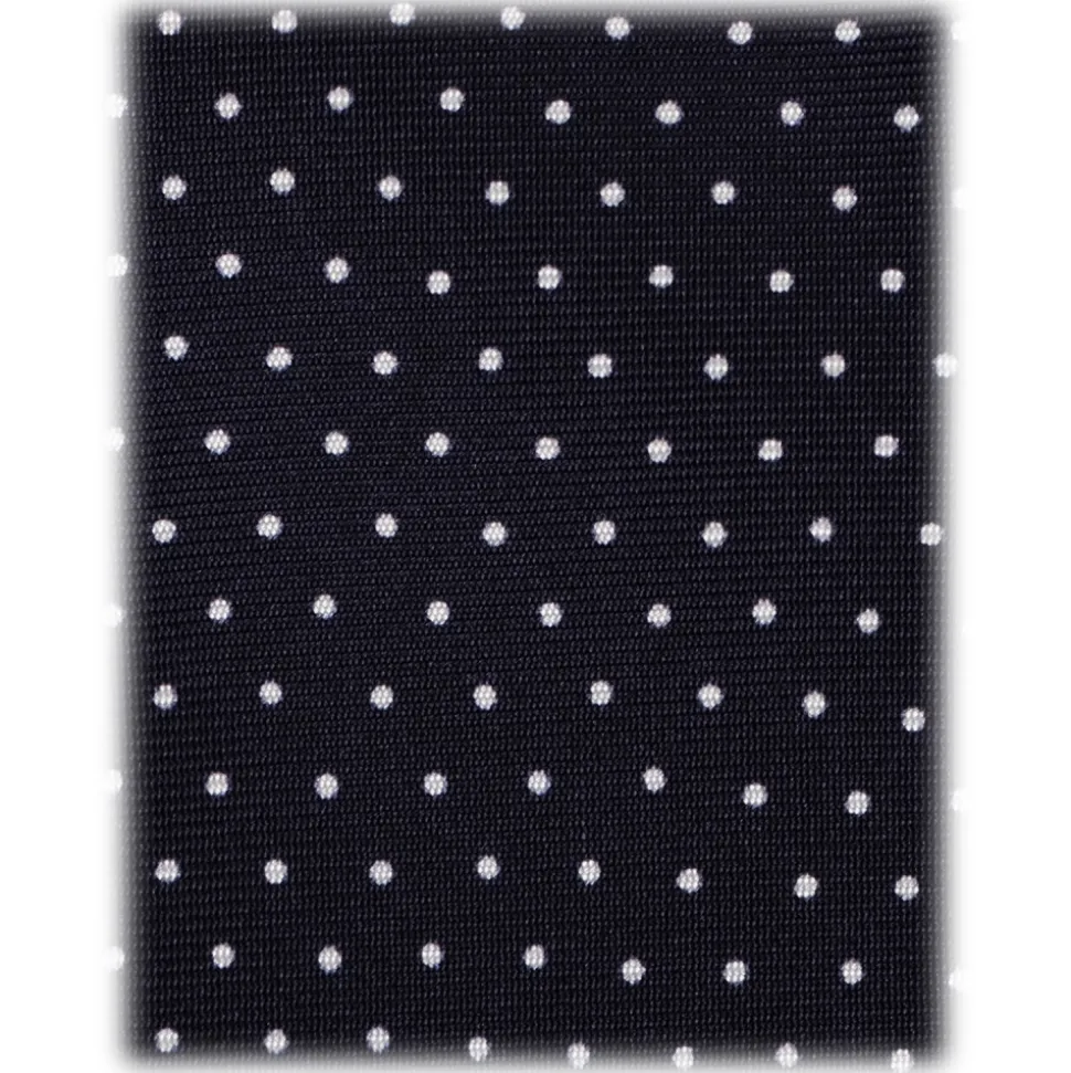 Viola Milano - Pin Dot Selftipped Silk Tie - Navy/White - Handmade in Italy - Luxury Exclusive Collection - Avvenice