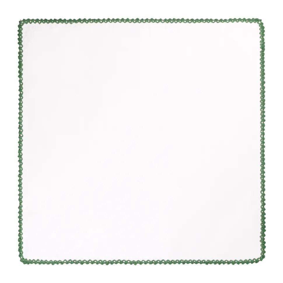 Viola Milano - Pocket Square with Handmade Crochet Edges - Forest - Handmade in Italy - Luxury Exclusive Collection - Avvenice