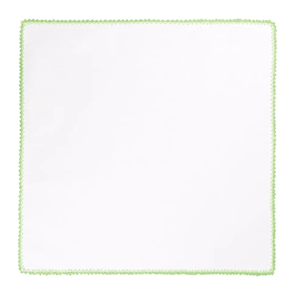 Viola Milano - Pocket Square with Handmade Crochet Edges - Lime - Handmade in Italy - Luxury Exclusive Collection - Avvenice