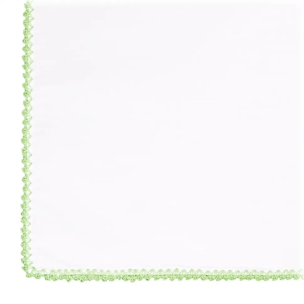 Viola Milano - Pocket Square with Handmade Crochet Edges - Lime - Handmade in Italy - Luxury Exclusive Collection - Avvenice
