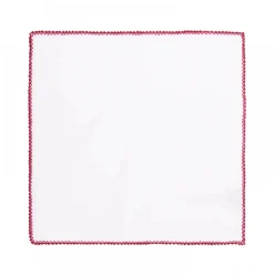 Viola Milano - Pocket Square with Handmade Crochet Edges - Red - Handmade in Italy - Luxury Exclusive Collection - Avvenice
