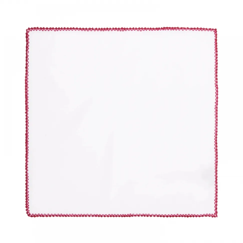 Viola Milano - Pocket Square with Handmade Crochet Edges - Red - Handmade in Italy - Luxury Exclusive Collection - Avvenice