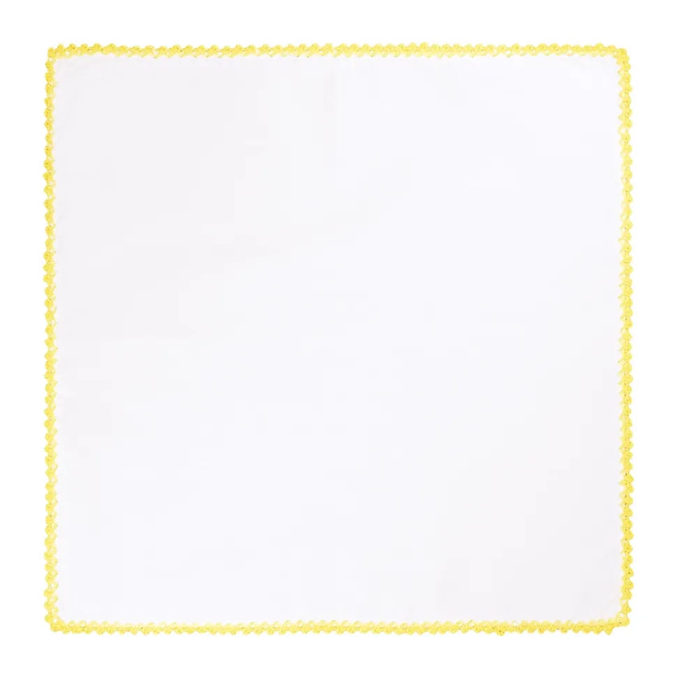 Viola Milano - Pocket Square with Handmade Crochet Edges - Yellow - Handmade in Italy - Luxury Exclusive Collection - Avvenice