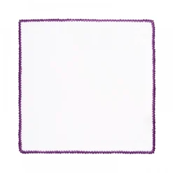 Viola Milano - Pocket Square with Handmade Crochet Edges - Purple - Handmade in Italy - Luxury Exclusive Collection - Avvenice