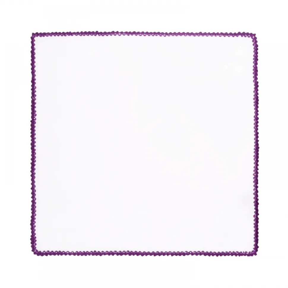 Viola Milano - Pocket Square with Handmade Crochet Edges - Purple - Handmade in Italy - Luxury Exclusive Collection - Avvenice