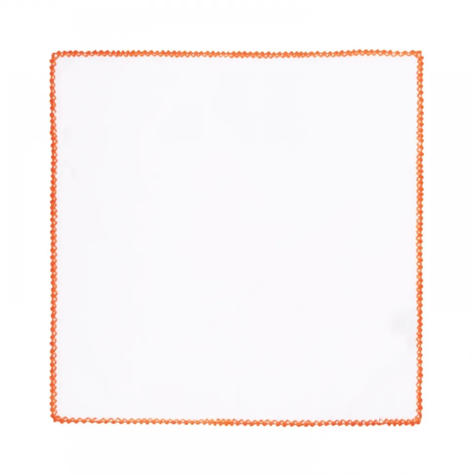 Viola Milano - Pocket Square with Handmade Crochet Edges - Orange - Handmade in Italy - Luxury Exclusive Collection - Avvenice