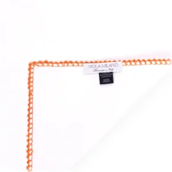 Viola Milano - Pocket Square with Handmade Crochet Edges - Orange - Handmade in Italy - Luxury Exclusive Collection - Avvenice