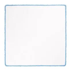 Viola Milano - Pocket Square with Handmade Crochet Edges - Blue - Handmade in Italy - Luxury Exclusive Collection - Avvenice