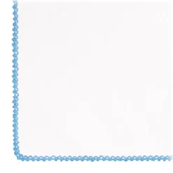 Viola Milano - Pocket Square with Handmade Crochet Edges - Blue - Handmade in Italy - Luxury Exclusive Collection - Avvenice