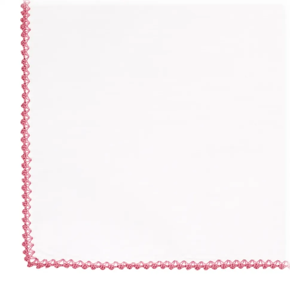 Viola Milano - Pocket Square with Handmade Crochet Edges - Red - Handmade in Italy - Luxury Exclusive Collection - Avvenice