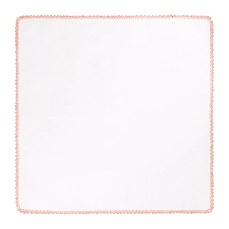 Viola Milano - Pocket Square with Handmade Crochet Edges - Pink - Handmade in Italy - Luxury Exclusive Collection - Avvenice