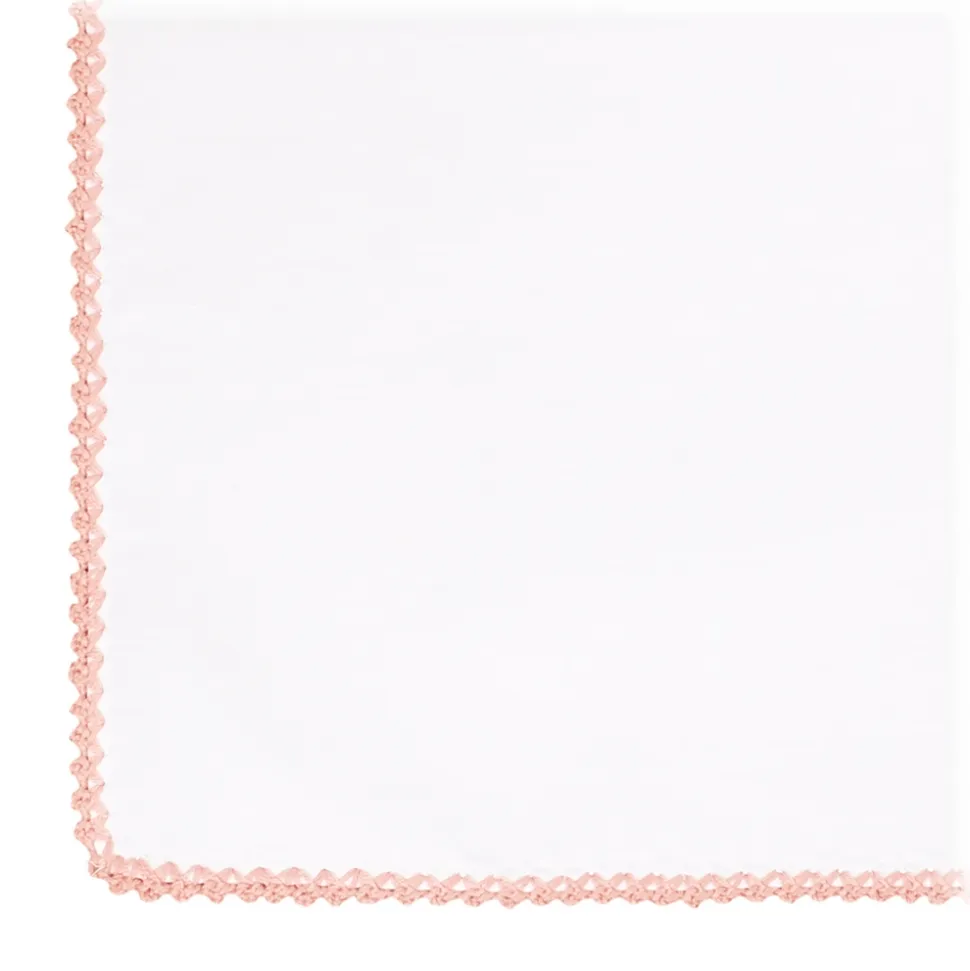 Viola Milano - Pocket Square with Handmade Crochet Edges - Pink - Handmade in Italy - Luxury Exclusive Collection - Avvenice