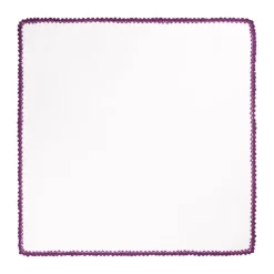 Viola Milano - Pocket Square with Handmade Crochet Edges - Fuschia - Handmade in Italy - Luxury Exclusive Collection - Avvenice