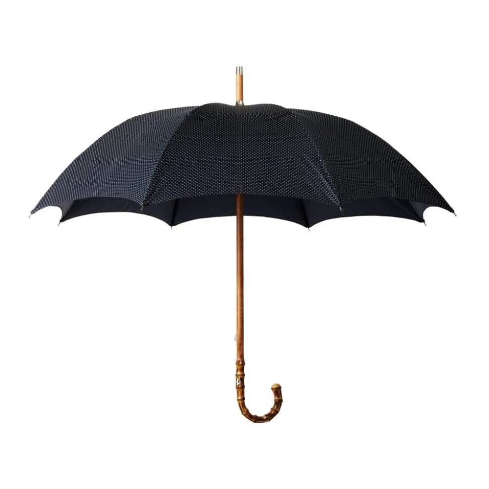 Viola Milano - Polka Dot Bamboo Umbrella - Navy and White - Handmade in Italy - Luxury Exclusive Collection - Avvenice