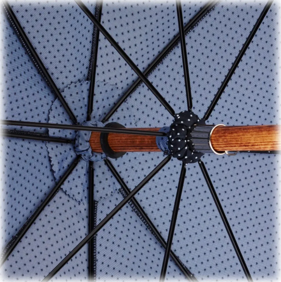 Viola Milano - Polka Dot Bamboo Umbrella - Navy and White - Handmade in Italy - Luxury Exclusive Collection - Avvenice