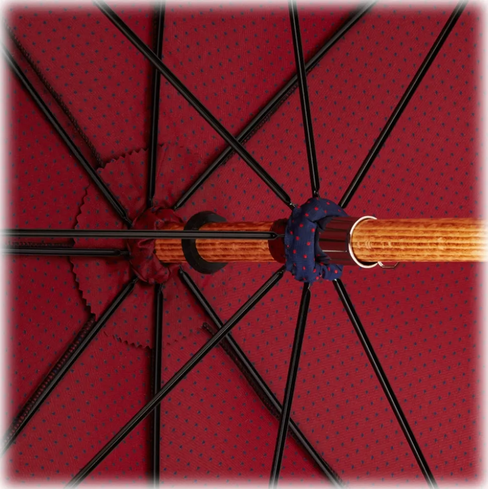 Viola Milano - Polka Dot Bamboo Umbrella - Navy and Red - Handmade in Italy - Luxury Exclusive Collection - Avvenice