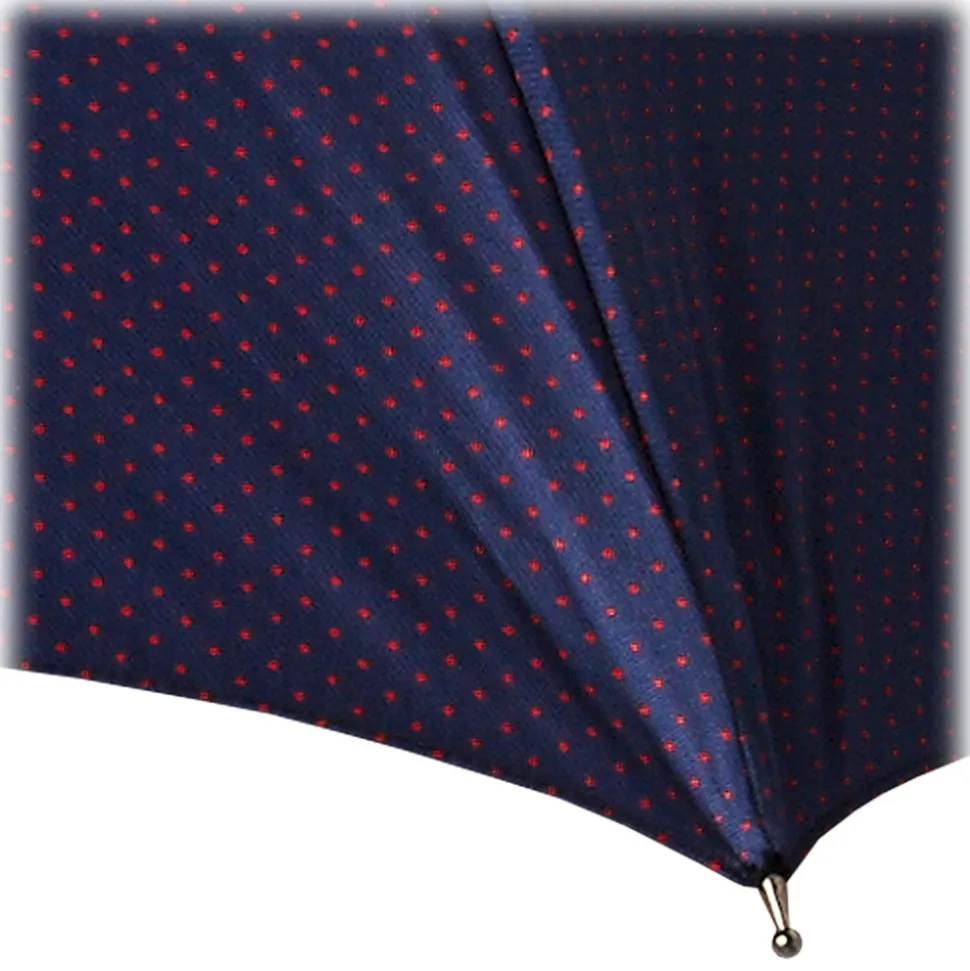 Viola Milano - Polka Dot Bamboo Umbrella - Navy and Red - Handmade in Italy - Luxury Exclusive Collection - Avvenice