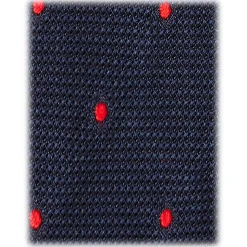 Viola Milano - Polka Dot Grenadine 7-Fold Unlined Tie - Navy/Red - Handmade in Italy - Luxury Exclusive Collection - Avvenice