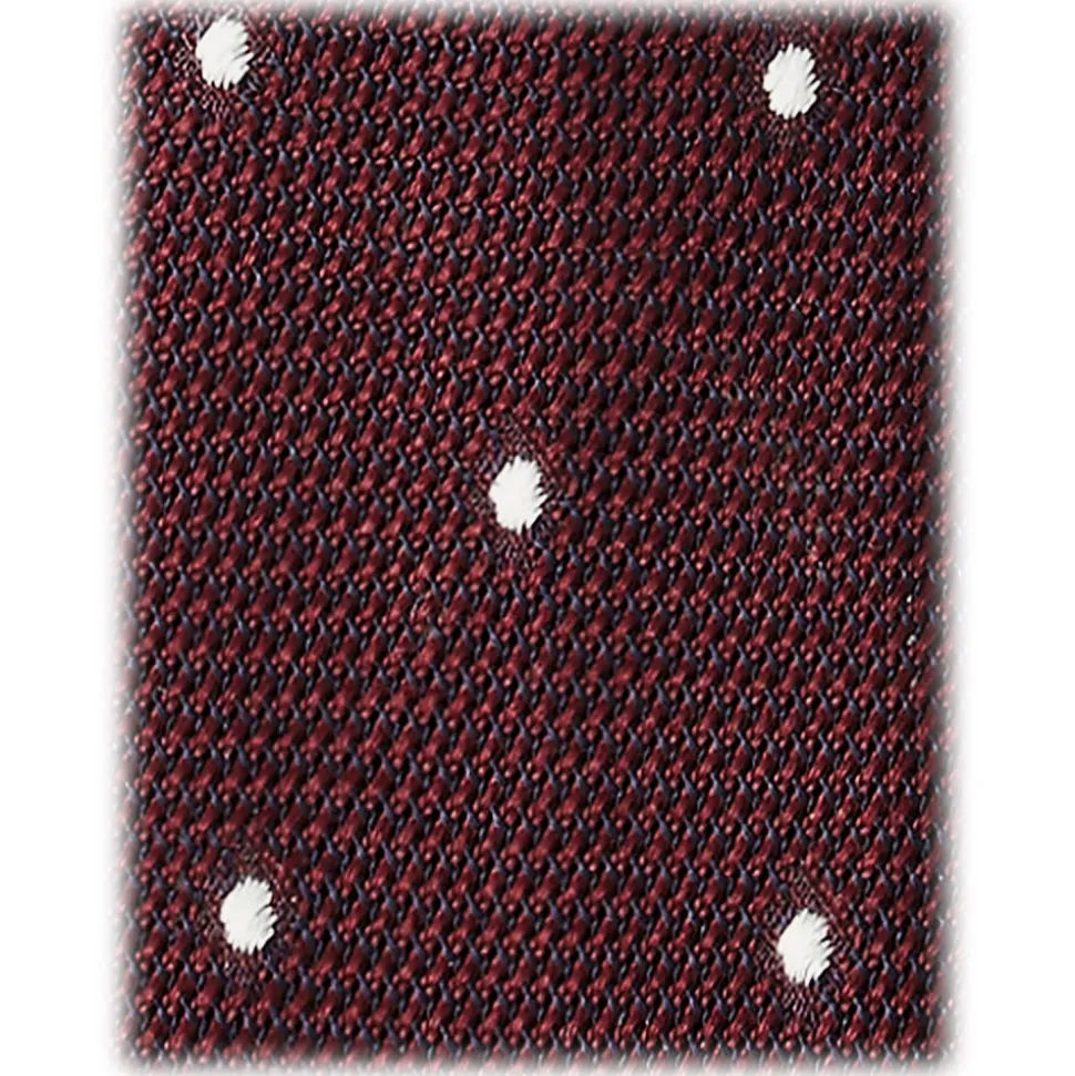Viola Milano - Polka Dot Grenadine 7-Fold Unlined Tie - Wine/White - Handmade in Italy - Luxury Exclusive Collection - Avvenice