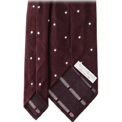 Viola Milano - Polka Dot Grenadine 7-Fold Unlined Tie - Wine/White - Handmade in Italy - Luxury Exclusive Collection - Avvenice