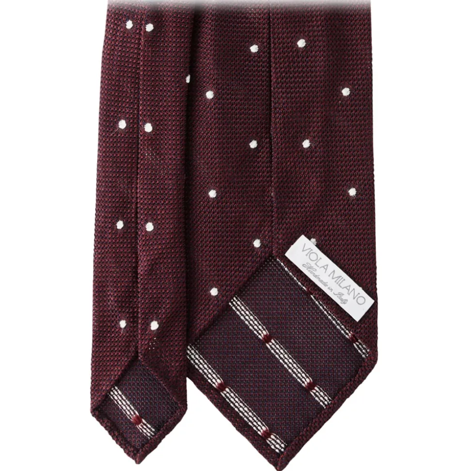 Viola Milano - Polka Dot Grenadine 7-Fold Unlined Tie - Wine/White - Handmade in Italy - Luxury Exclusive Collection - Avvenice