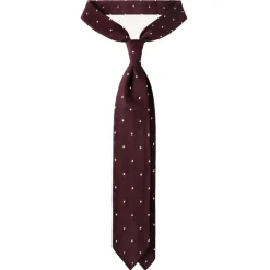 Viola Milano - Polka Dot Grenadine 7-Fold Unlined Tie - Wine/White - Handmade in Italy - Luxury Exclusive Collection - Avvenice