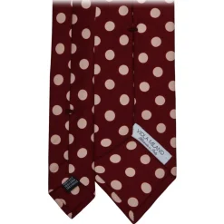 Viola Milano - Polka Dot Handprinted Selftipped Silk Tie - Wine/White - Handmade in Italy - Luxury Exclusive Collection - Avvenice