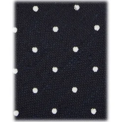 Viola Milano - Polka Dot Handrolled Woven Grenadine/Shantung Tie - Navy/White - Handmade in Italy - Luxury Exclusive Collection - Avvenice