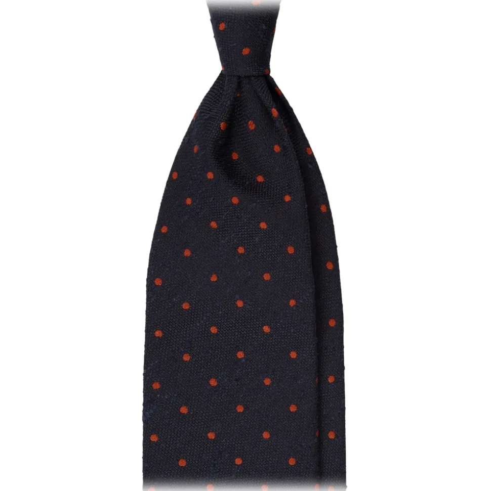 Viola Milano - Polka Dot Handrolled Woven Grenadine/Shantung Tie - Navy/Red - Handmade in Italy - Luxury Exclusive Collection - Avvenice