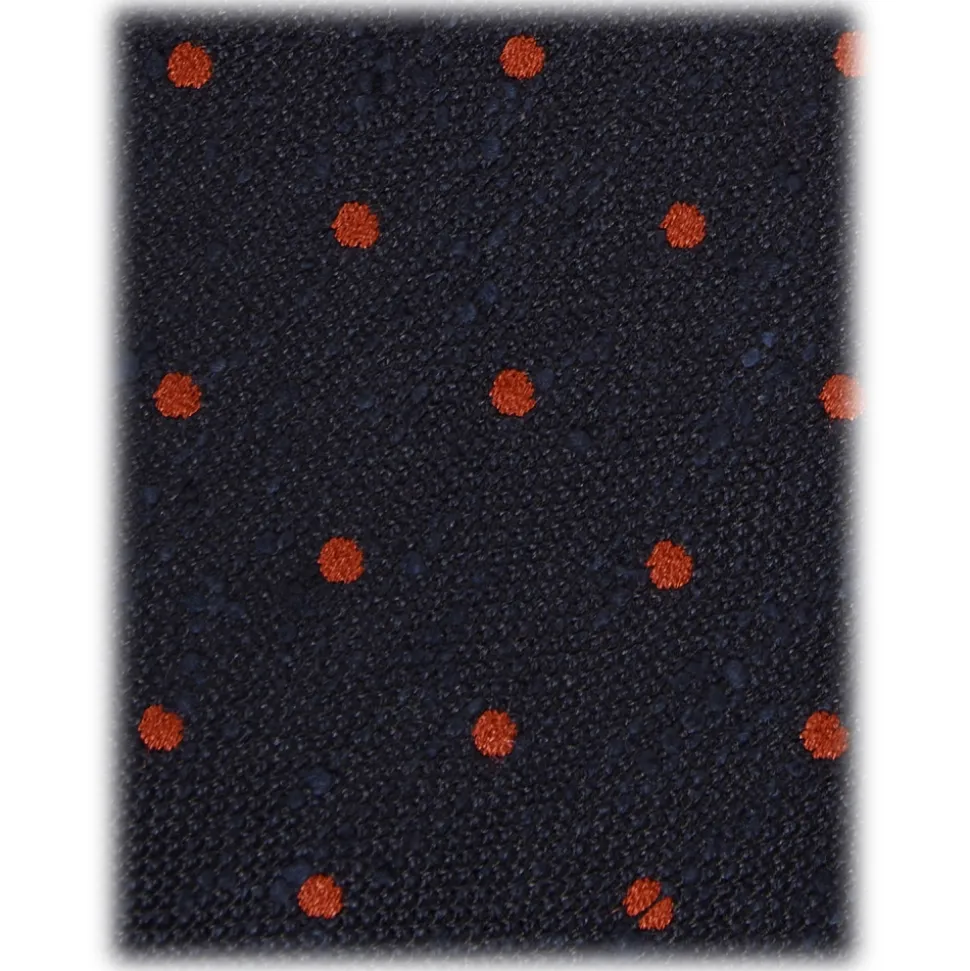 Viola Milano - Polka Dot Handrolled Woven Grenadine/Shantung Tie - Navy/Red - Handmade in Italy - Luxury Exclusive Collection - Avvenice