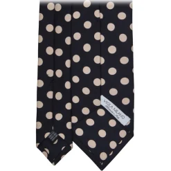 Viola Milano - Polka Dot Handprinted Selftipped Silk Tie - Navy/White - Handmade in Italy - Luxury Exclusive Collection - Avvenice