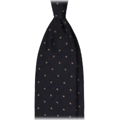 Viola Milano - Polka Dot Handrolled Woven Grenadine/Shantung Tie - Navy/Coffee - Handmade in Italy - Luxury Exclusive Collection - Avvenice