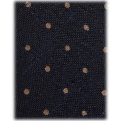 Viola Milano - Polka Dot Handrolled Woven Grenadine/Shantung Tie - Navy/Coffee - Handmade in Italy - Luxury Exclusive Collection - Avvenice