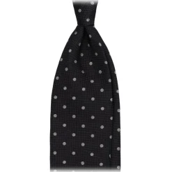 Viola Milano - Polka Dot Handrolled Woven Silk Jacquard Tie - Graphite/White - Handmade in Italy - Luxury Exclusive Collection - Avvenice