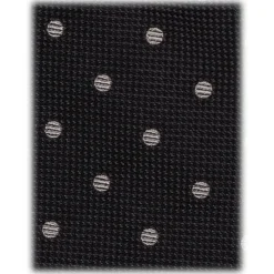 Viola Milano - Polka Dot Handrolled Woven Silk Jacquard Tie - Graphite/White - Handmade in Italy - Luxury Exclusive Collection - Avvenice