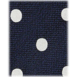 Viola Milano - Polka Dot Handrolled Woven Silk Jacquard Tie - Navy/White - Handmade in Italy - Luxury Exclusive Collection - Avvenice