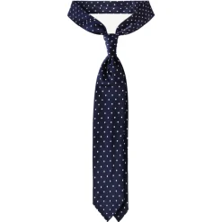 Viola Milano - Polka Dot Handrolled Woven Silk Jacquard Tie - Navy/White - Handmade in Italy - Luxury Exclusive Collection - Avvenice