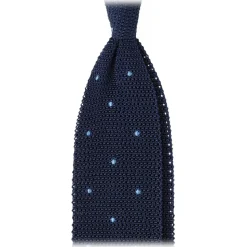 Viola Milano - Polka Dot Knitted Silk Tie - Navy/Sea - Handmade in Italy - Luxury Exclusive Collection - Avvenice