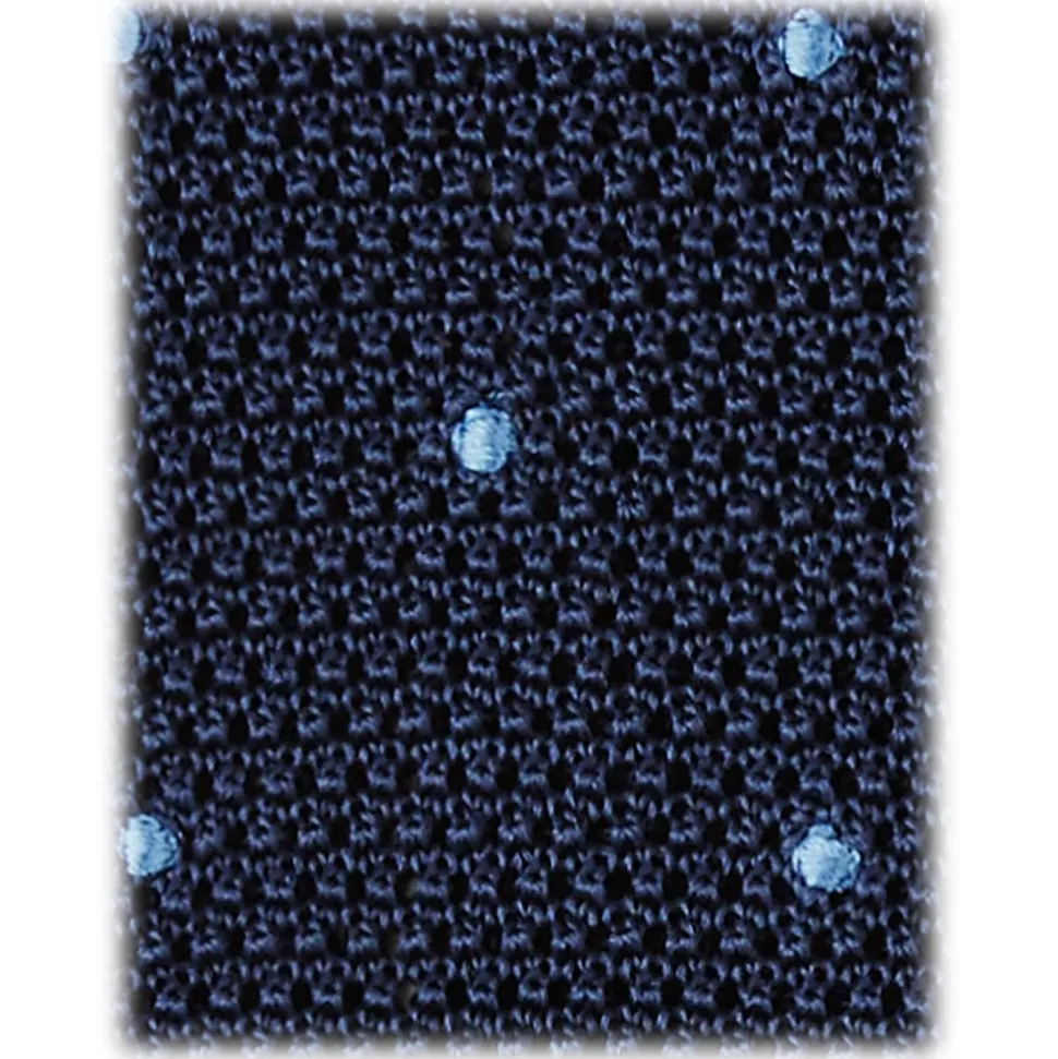 Viola Milano - Polka Dot Knitted Silk Tie - Navy/Sea - Handmade in Italy - Luxury Exclusive Collection - Avvenice